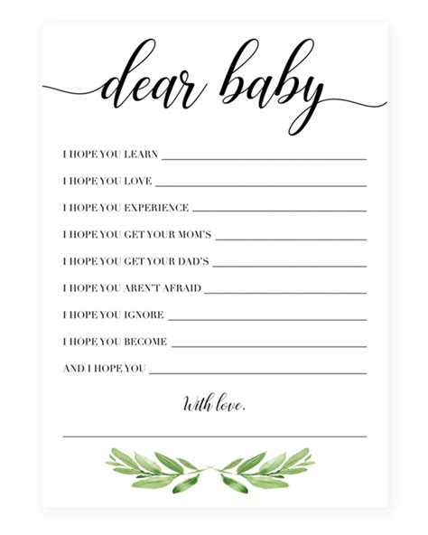Wishes For Baby Printable Template Free Free Printable Templates