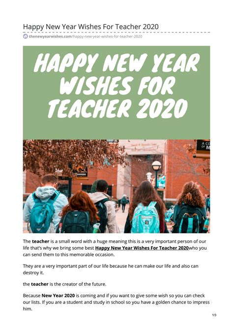 Happy New Year Wishes For Teacher 2020 By Zeroauthor0 Issuu