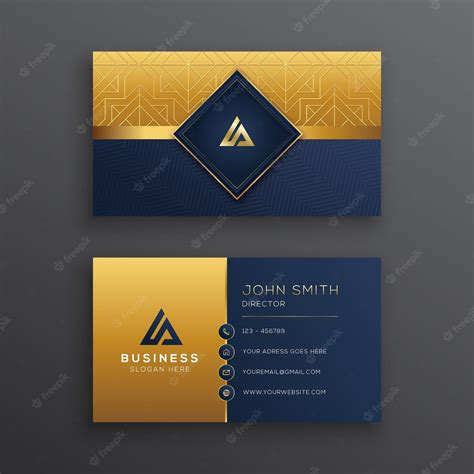 Premium Vector Luxury Dark Blue Business Card Template With Gold