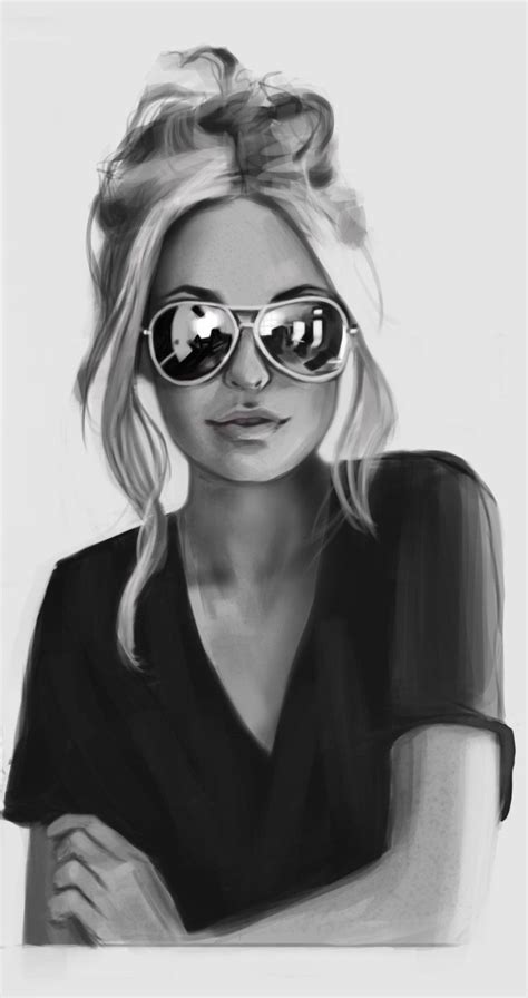 Sunglasses Girl Konni Dee Girl With Sunglasses Portrait Drawing Sunglasses