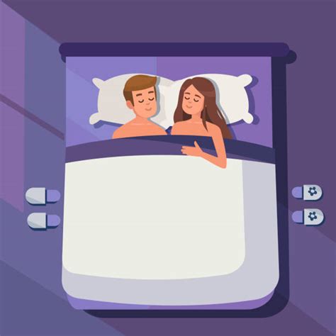 Cartoon Of The Romantic Couple In Bed Illustrations Royalty Free