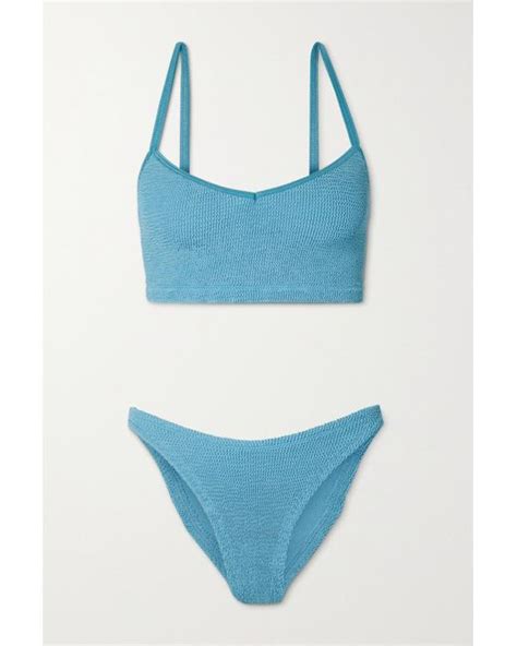 Hunza G Net Sustain Virginia Crinkle Seersucker Bikini In Blue Lyst