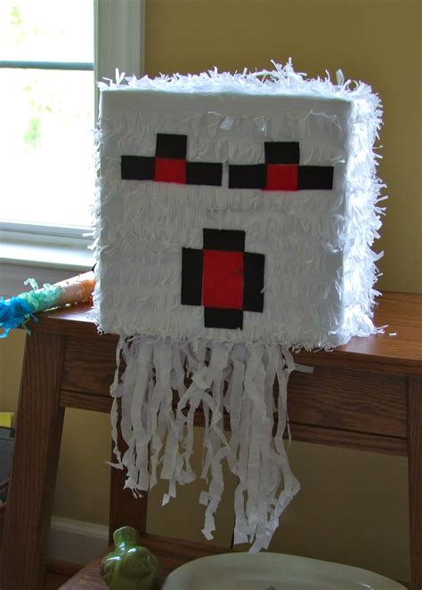 Minecraft Ghast made with pre-made white piñata with tentacles (found on etsy); I made the eyes 