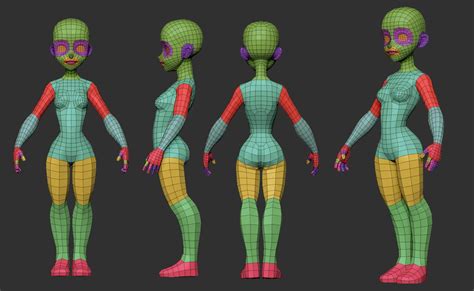 ArtStation Stylized Female Base Mesh Resources Female Base Character Model Sheet Zbrush