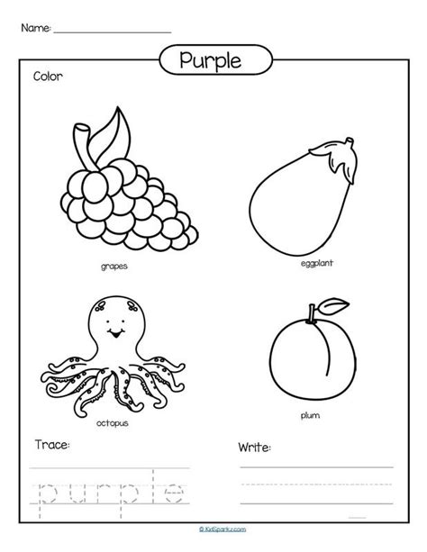 Color Purple Printable Color Trace And Write Color Worksheets For