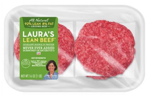 Lauras Lean All Natural 92 Lean Ground Beef Patties 4 Ct 4 Oz Kroger