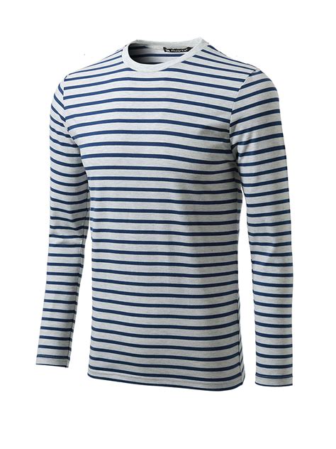 Unique Bargains Mens Pullover Top Crew Neck Long Sleeve Striped T