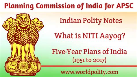 Planning Commission Of India For Apsc What Is Niti Aayog Evolution
