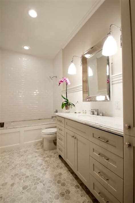 For a bolder statement the deco. 40 gray hexagon bathroom tile ideas and pictures 2020