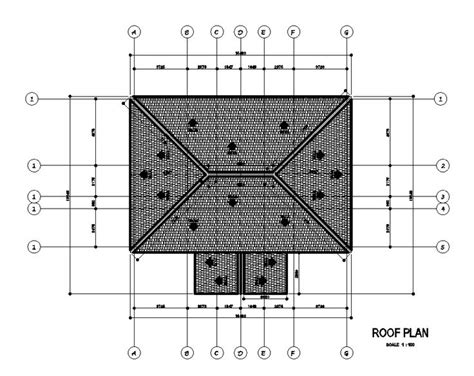 Roof Plan Of 15x14m Duplex House Plan Is Given In This Autocad Drawing