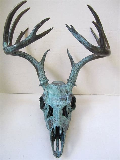 Decorated Deer Skulls Deer Skull And Antlers Bronze Painted Natural