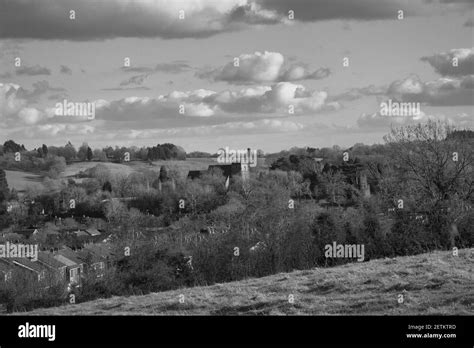 Black And White Lanscape Photo Across English Village Stock Photo Alamy