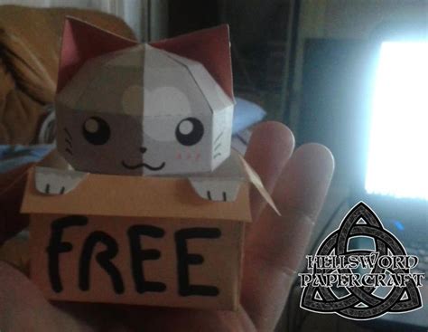 Papermau Nyako Cute Cat In A Box Paper Model By Hellsword Papercraft