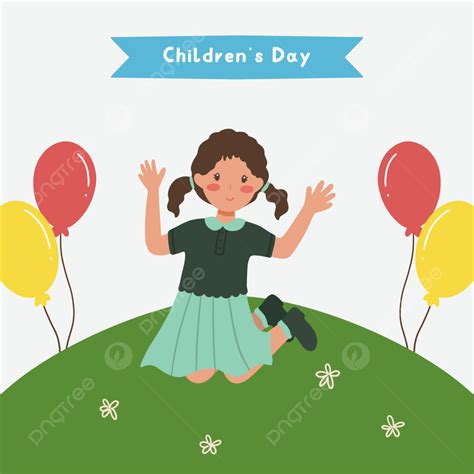 فتاة صغيرة لطيفة القفز التوضيح ل خلفية تحية عيد ميلاد سعيد للأطفال يوم