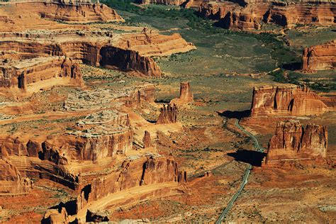 Aerial View Of The Three Gossips In Arches National Park Photograph By