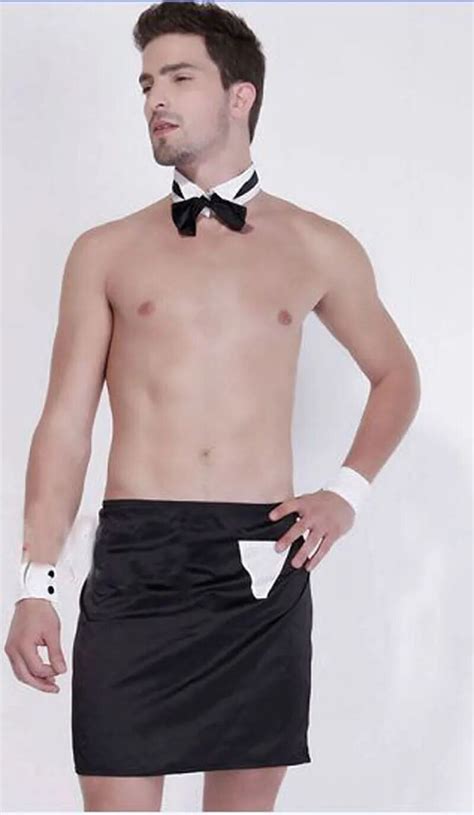4 Pieces Waiter Cosplay Costume Men Role Play Uniform Fetish Party
