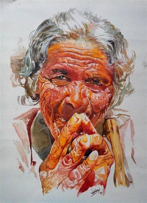 Watercolor Self Portrait Artists Arie Kruse