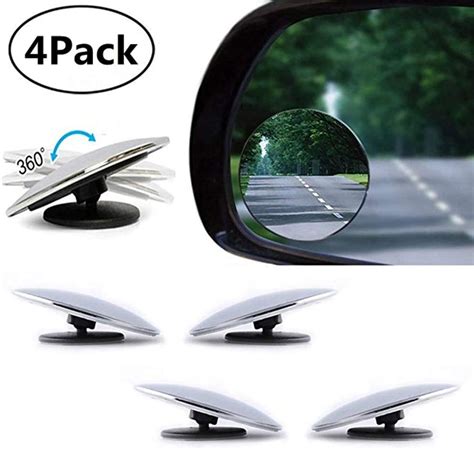 Pertty 4 Pieces Mini Blind Spot Mirror Cover 360 Rotating Safety Wide Angle Ampper