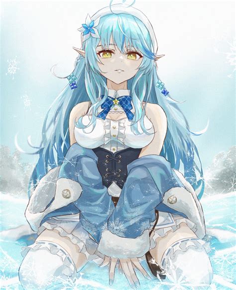 Time Is Money Hololive Yukihana Lamy Pointy Ears Thighhighs Wet Yande Re