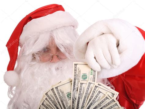 Santa Clause Holding Money Dollar — Stock Photo © Poznyakov 3914839