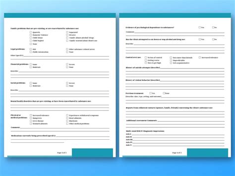 Printable Editable Substance Abuse Assessment Form 5 Etsy Ireland