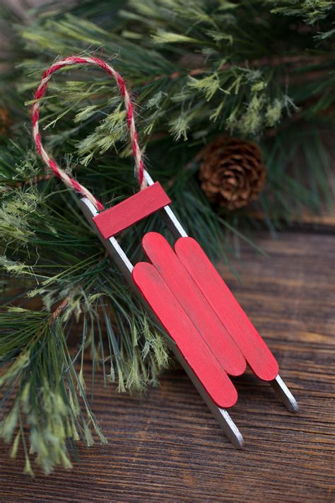 How To Make A Popsicle Stick Sled Ornament Diy Christmas Tree