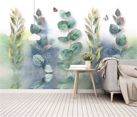 Bacaz Custom 3d Wall Mural Wallpaper Home Decor Green Leaf Nature