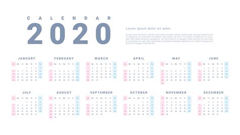 Premium Vector Simple 2020 Wall Calendar