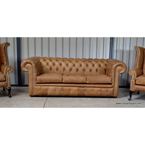 Chesterfield Cracked Tan Moy Antiques