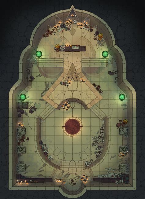 2 Minute Table Top — The Ancient Desert Ritual Room A 16×22 Battle Map