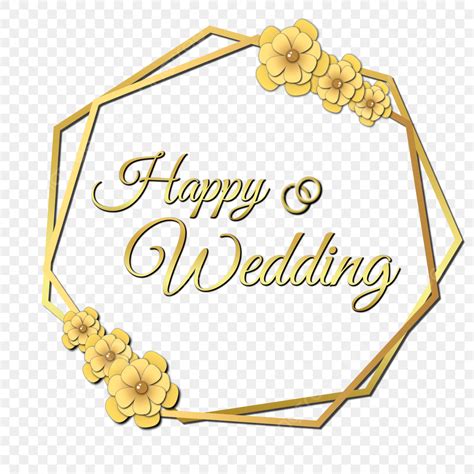 Wedding Gold Frame PNG Transparent Frame Gold Happy Wedding Flower Wedding Png Gold Wedding