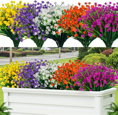 Hatoku 24pcs Artificial Spring Flowers Outdoor Uv Resistant