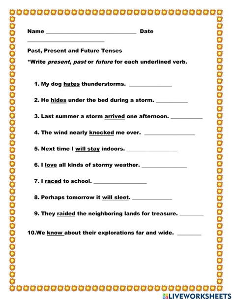 Past Present And Future Tenses Worksheet