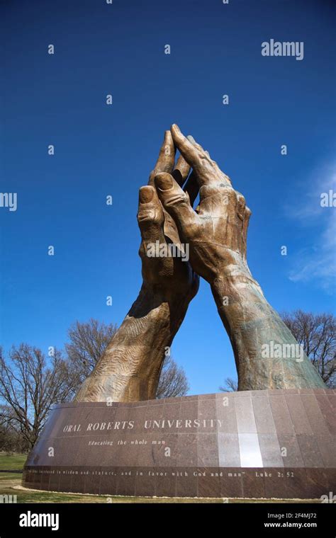 Tulsa United States Mar 19 2021 Large Praying Hands Monument At