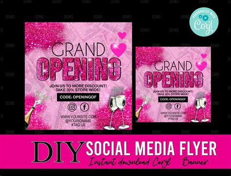 Diy Social Media Flyer Diy Grand Opening Flyer Social Media Etsy