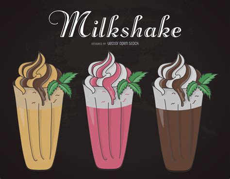 Milkshake Illustration Set Free Vector Free Vector Graphics Coffee Shop Design Illustration
