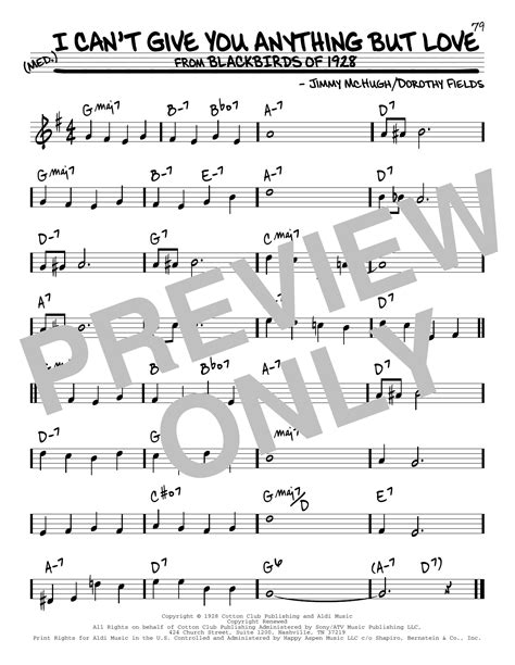 I Cant Give You Anything But Love Sheet Music Dorothy Fields Real Book Melody And Chords