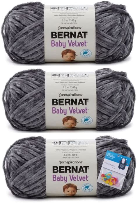 Bernat Baby Velvet Yarn 3 5 Oz Vapor Gray 3 Pack Bundle With Bella