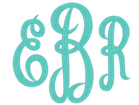 3 Size Jumbo Empire Monogram 3 Letters Embroidery Font Bx
