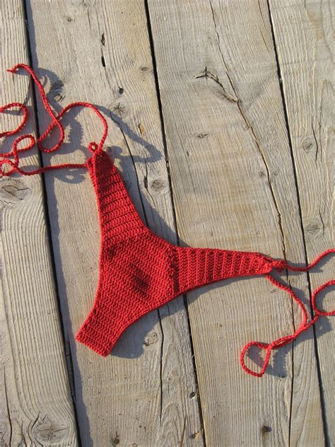 High Hip Brazilian Crochet Bikini Bottoms Red Brazilian Etsy