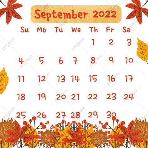 September Calendar Png Transparent September Calendar 2022 Autumn