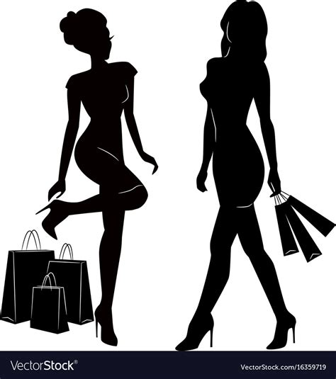 Download Shopping women silhouettes Royalty Free Vector Image