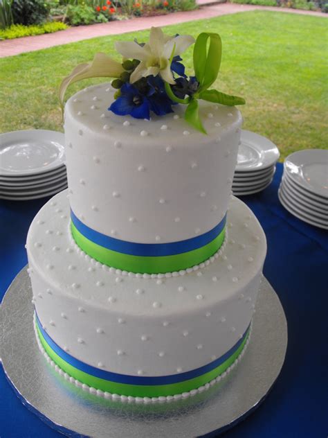 Royal Blue And Lime Green Wedding Cake