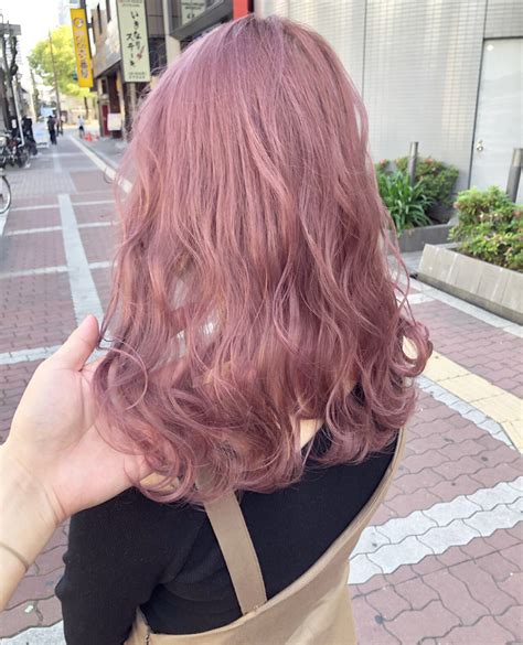 ピンク ミルクティー ピンクベージュ ミディアム×luis by brace 梅田店×川副悠太×583672【hair】