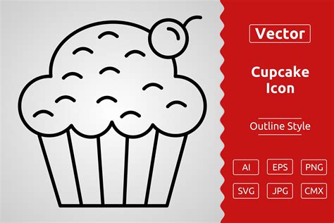 Vector Cupcake Outline Icon Design Graphic By Muhammad Atiq · Creative