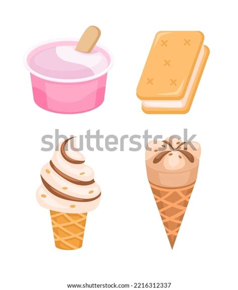 Ice Cream Cone Cup Sandwich Collection Stock Vector Royalty Free