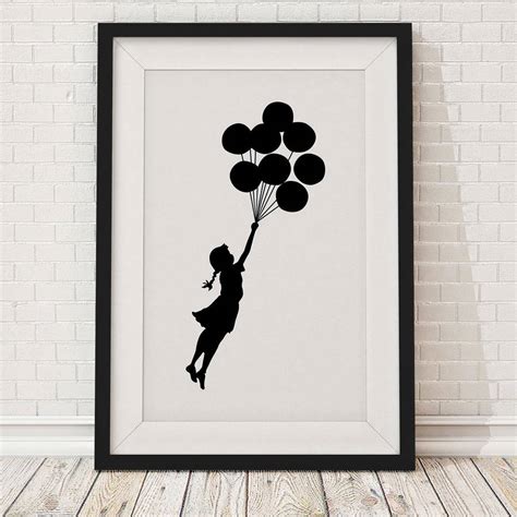 Banksy Floating Balloon Girl Framed Print By The Binary Box