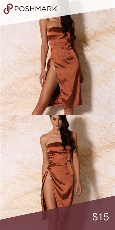 Meshki Alayna Satin Strapless Dress Copper Strapless Dress Dresses