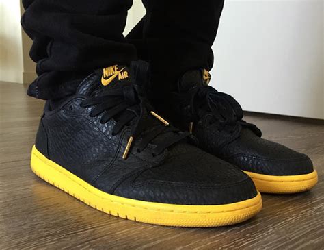 Psny Air Jordan 1 Low No Swoosh Black Yellow Sneakerfiles