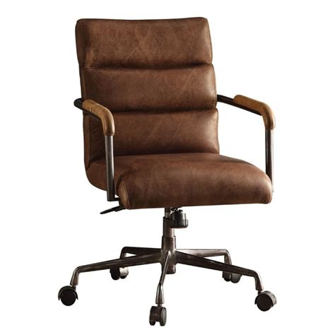 Acme Furniture Harith Leather Upholstered Swivel Office Chair In Retro